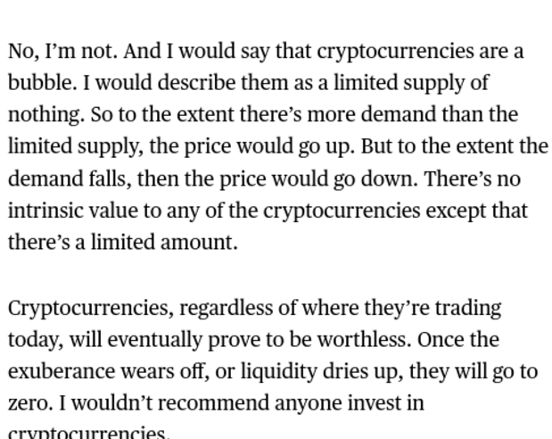 On Bitcoin Criticism By Wall Street