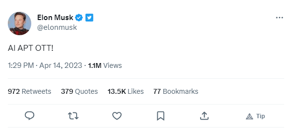 Cryptic ‘APT’ Elon Musk Tweet Pushes Aptos Price Over 