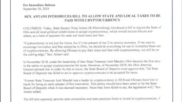 Ohio locals may be able to pay the bills using crypto in future